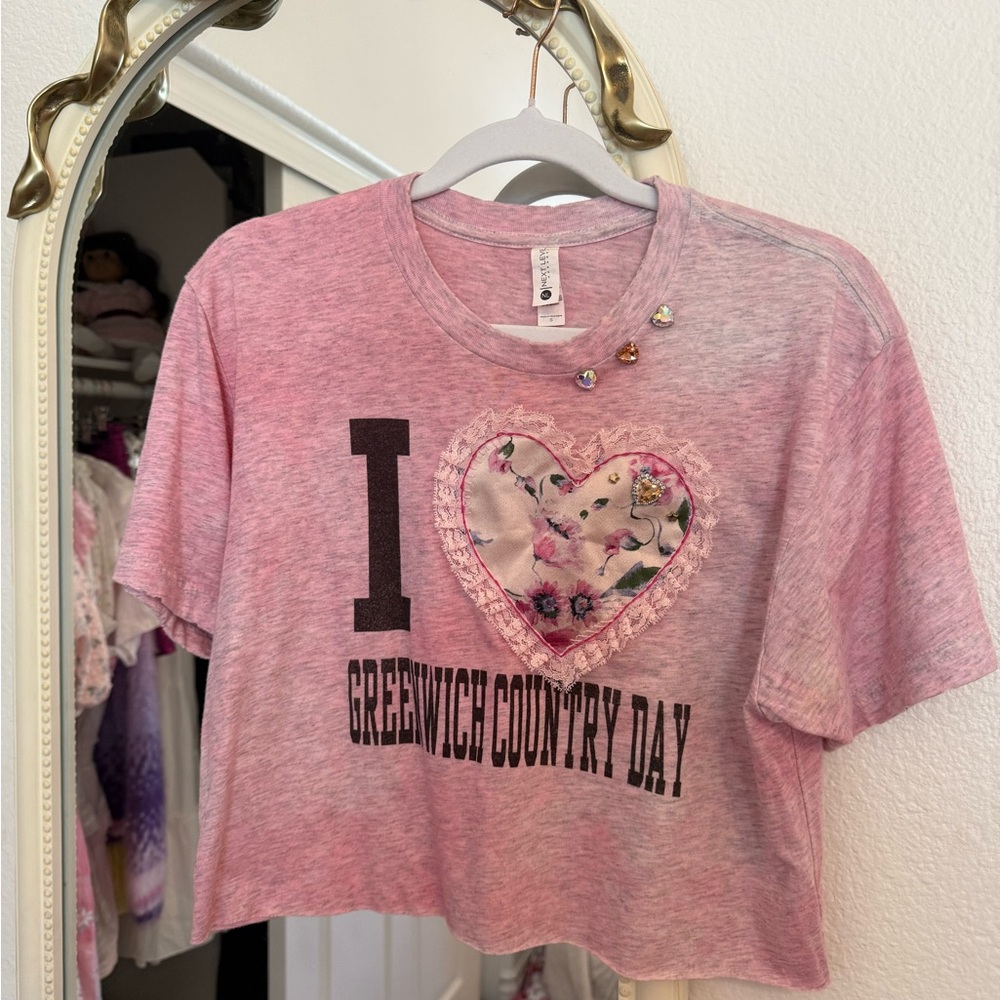 LoveShackFancy Pink Heart Graphic Tee